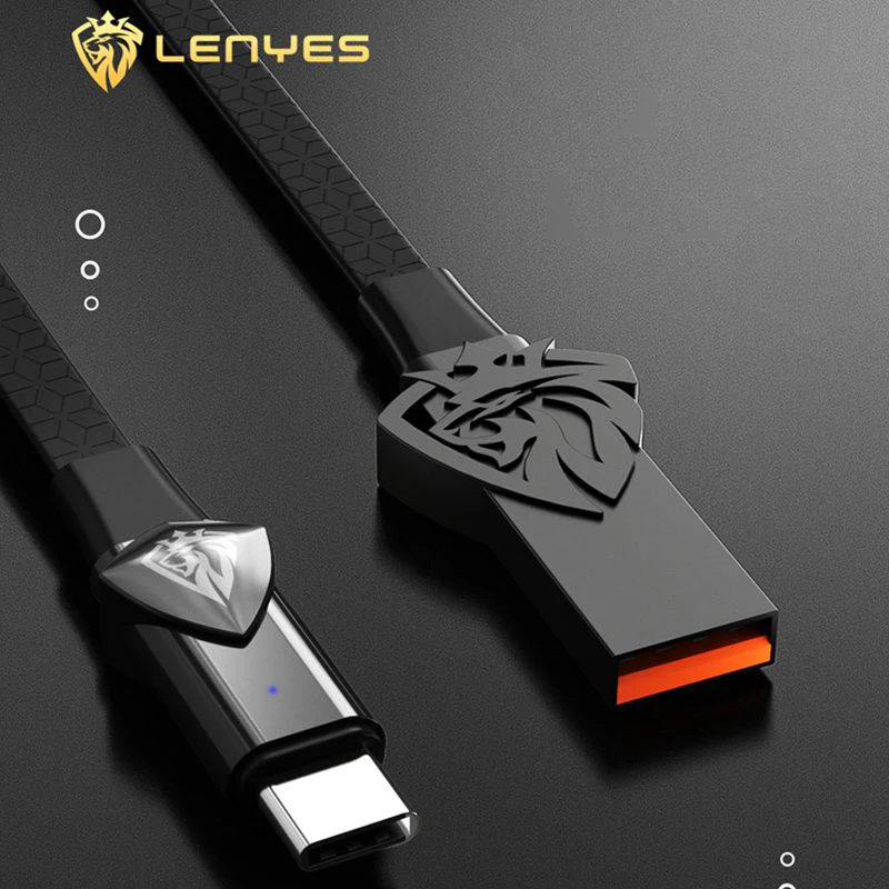 Lenyes Премиум Король Лев USB кабели для samsung IPhone 1 м светодиодный дыхательный