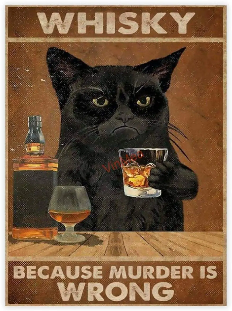 

Черная кошка виски из-за убийства неправильный модный шикарный металлический жестяной знак винтажный внешний вид металлические таблички д...