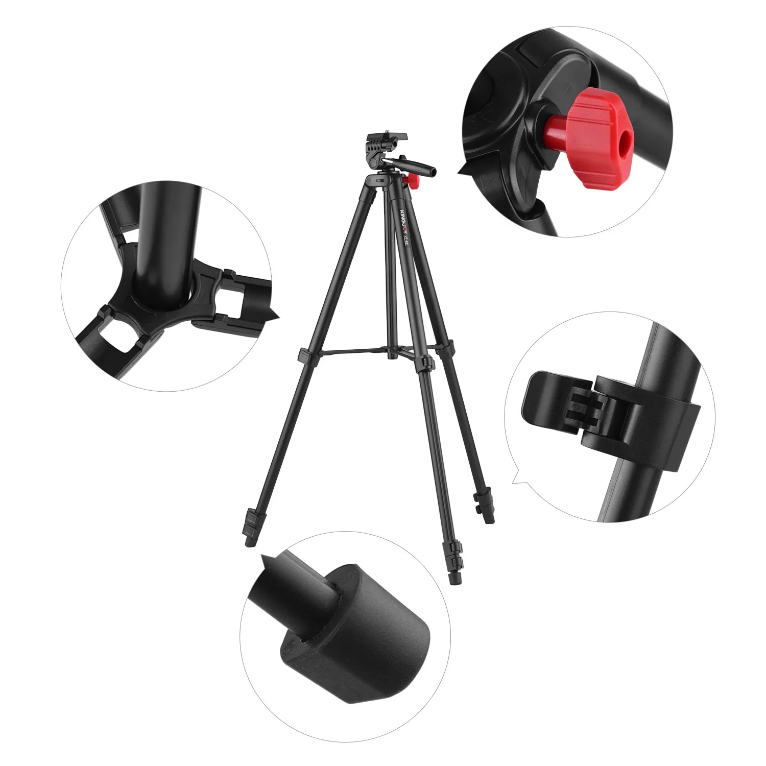 KINGJOY VT-831 Portable camera Tripod Stand Lightweight Photography Aluminum Alloy 1/4 Inch Screw Connector 2kg Load Capacity |
