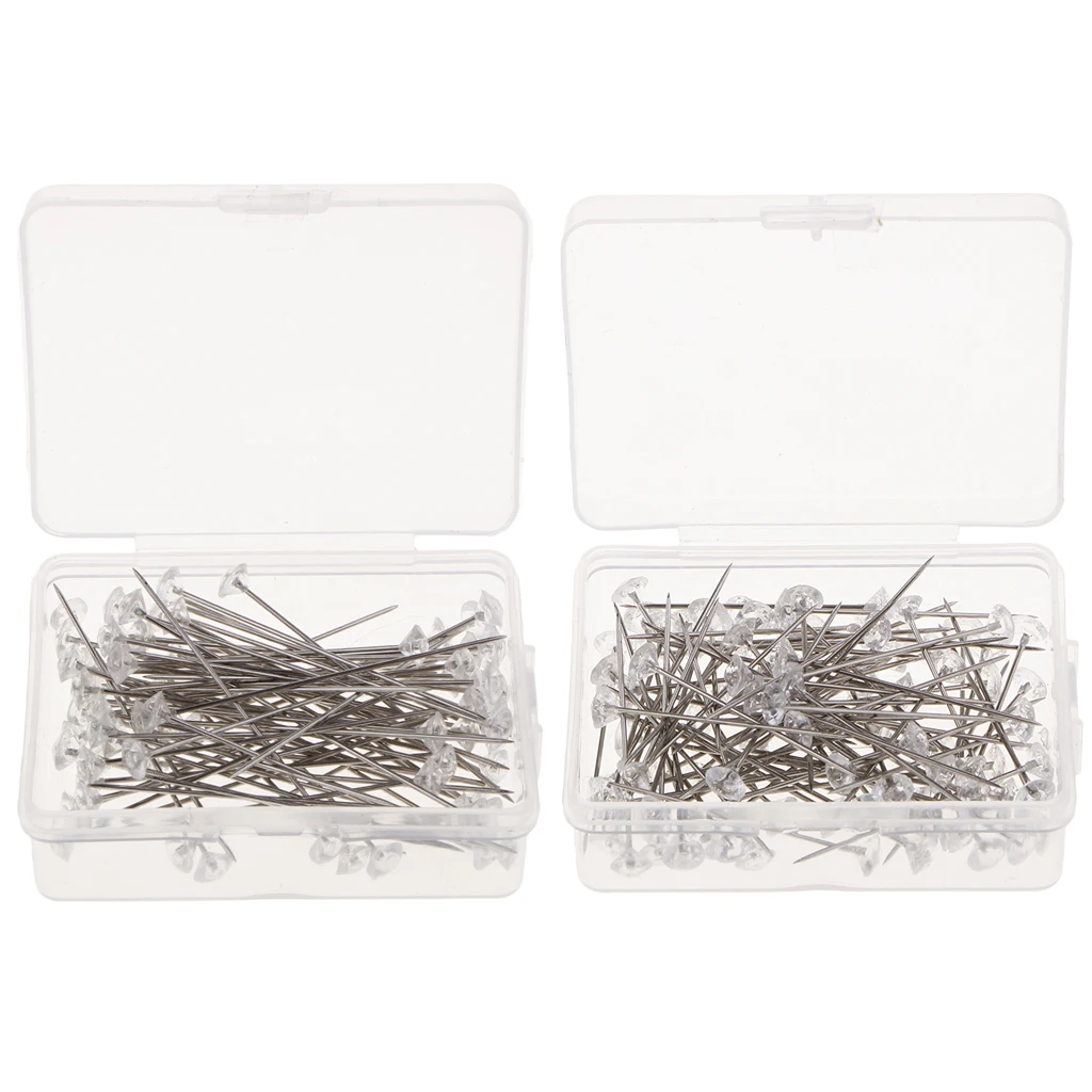 100Pc Crystal Corsage Pins Clear Flower Sewing Needles Florist For Bouquet Wedding Buttonholes Glass Head Floral Pin | Дом и сад
