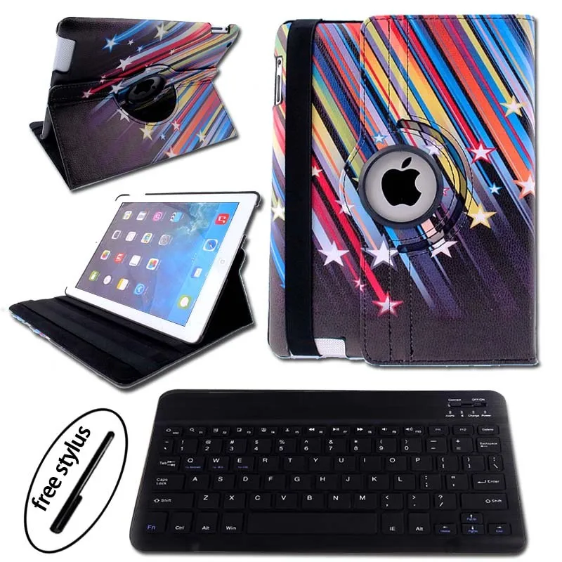 KK & LL для iPad 2 3 4 Bluetooth клавиатура + умный чехол планшета вращающийся на 360 ° с