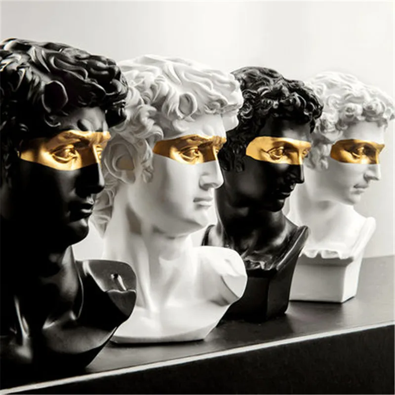

Creative Giuliano Medici Blindfold Head Portra Home Decor Gold Foil Mask Plaster Statue Resin Sculpture Decoration A1818