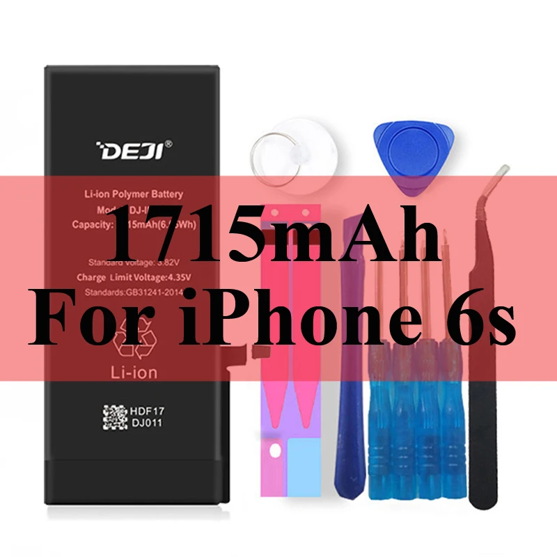 1715mAh For iPhone6s Deji Аккумулятор для Apple iPhone 5S SE 6 6s 7 4s 5 8 X SE 6Plus 6sPlus 8Plus Plus iPhone7 1430mAh-3410mAh сменный литий-полимерный батарея+бесплатный инструмент для Apple iPhone 5s SE 6 6s 7 Мобильный телефон батарея - Цвет: 1715mAh For iPhone6s