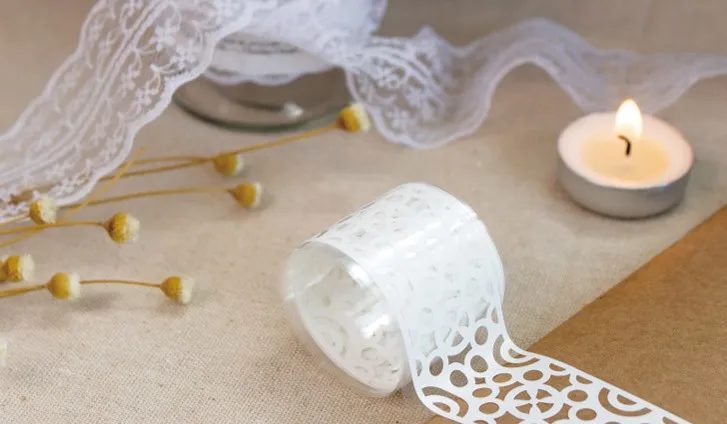 1 шт. Лидер продаж Винтажные белые полые кружевные васи ленты DIY украшения Скрапбукинг планировщик Маскировочная лента клейкая лента канцелярские товары