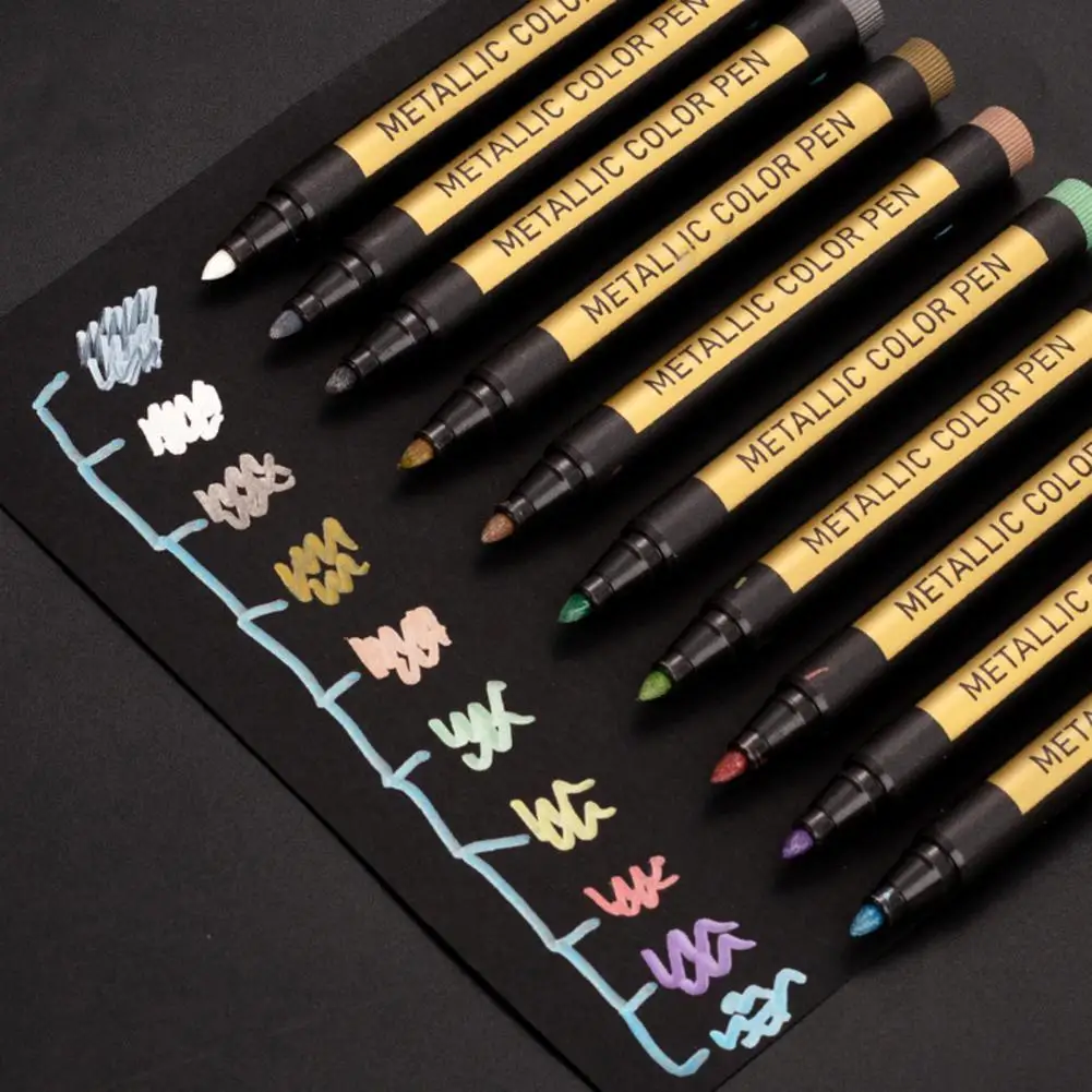 

10Colors/Set Metallic Drawing Markers Pens Writing Student Stationery Supplies