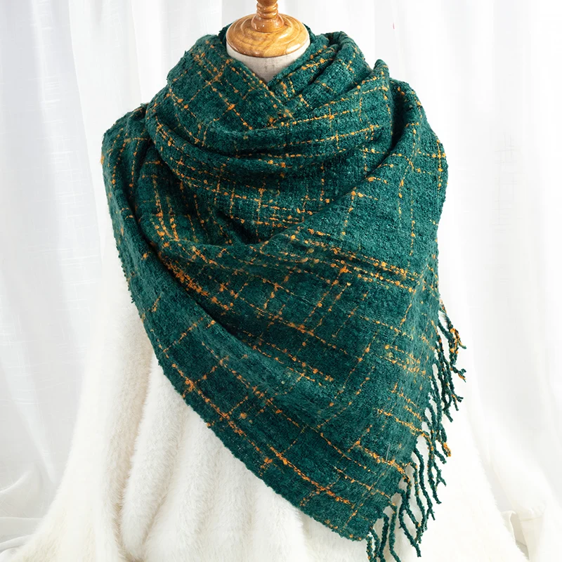 Мода 2019 Осень Зима теплые женские шарфы трикотажные темно-синие кашемировые