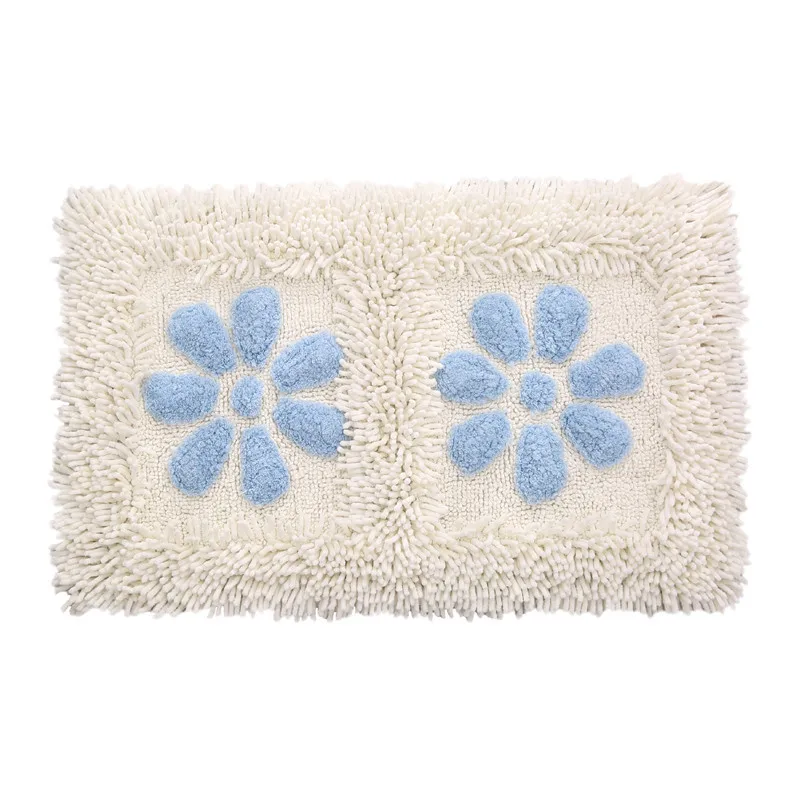 Противоскользящий коврик из синели для ванной комнаты с рисунком лепестков