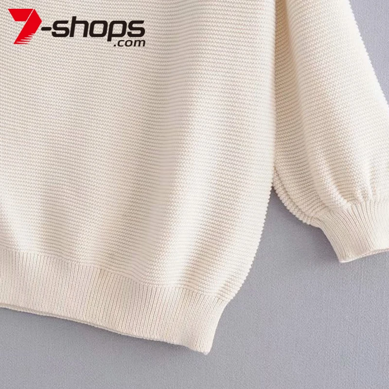 Женский вязаный свитер AECU белый на одно плечо Повседневная Уличная одежда |