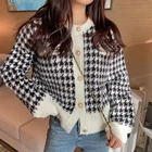 Короткий свитер Y2k в Корейском стиле, кардиган, куртка, женская элегантная вязаная одежда из искусственной норки и флиса, топы, винтажные вязаные пальто с круглым вырезом