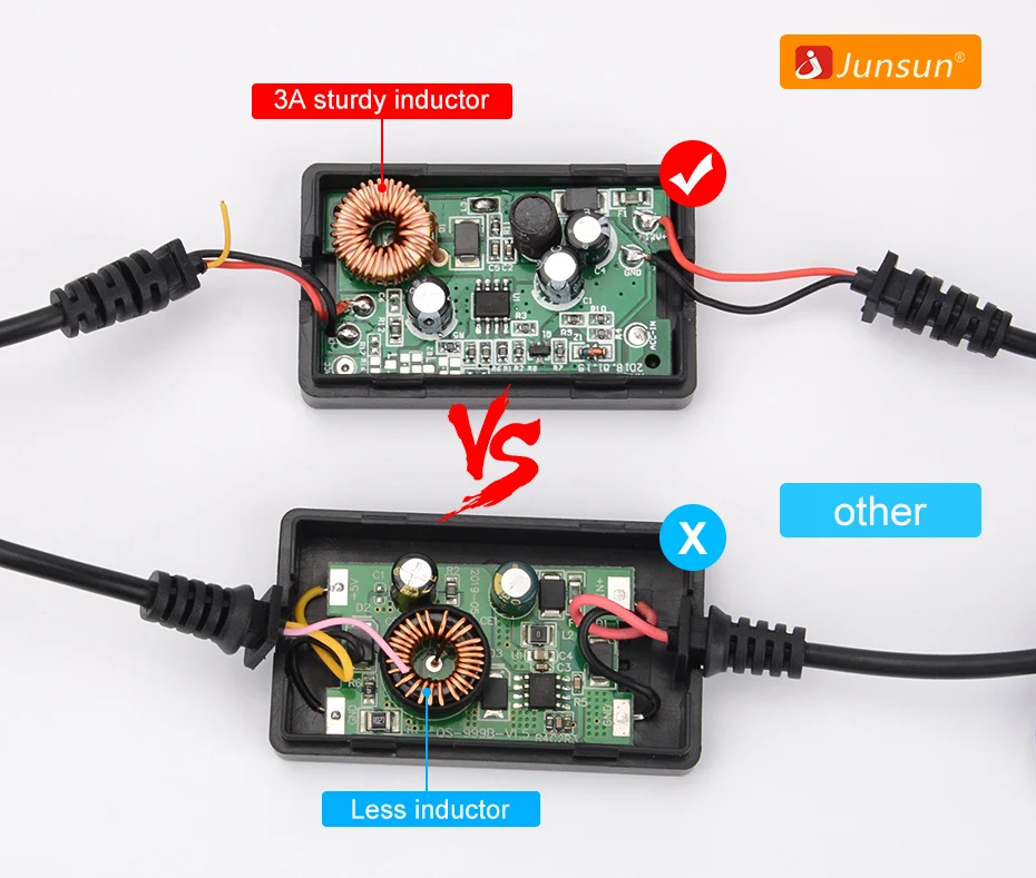Junsun постоянного тока 12В/24В 5В 3A 3M мини-usb зарядное устройство для авто с контрастным Зарядное устройство Жесткий провод комплект жестких дисков для Dash Cam Reaview зеркало Камера gps автоматической зарядкой