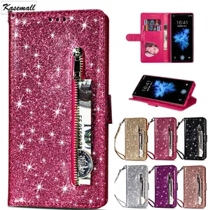 for samsung galaxy s22 s21 s20 ultra s10e s9 s8 plus s7 note 20 8 9 10 bling glitter wallet flip leather card slot zipper cover free global shipping