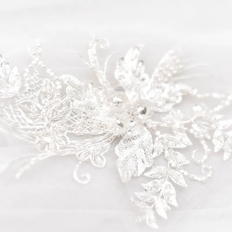 Лидер продаж 2 шт. кружевное вышитое Блестящим Бисером цветы вышивка нашивки