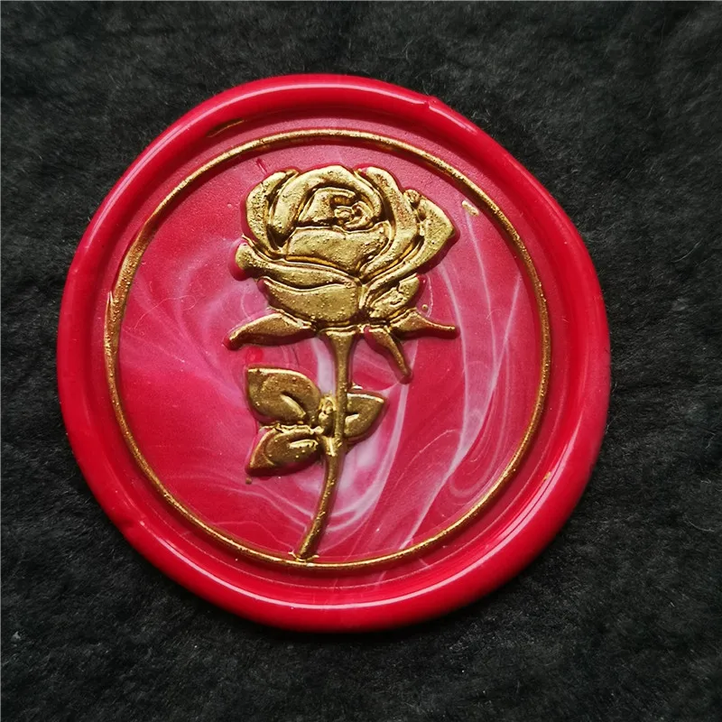 Цветок розовый воск печать штамп растение отпечаток листика для конверта