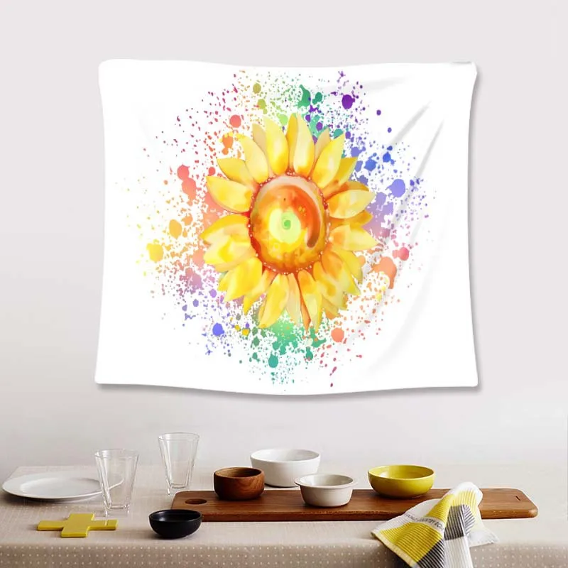 

Energy Sunflowers Fashion Tapestry Living Room Blanket Hanging Cloth Mat Printed Bedroom Home Homestay Decoration