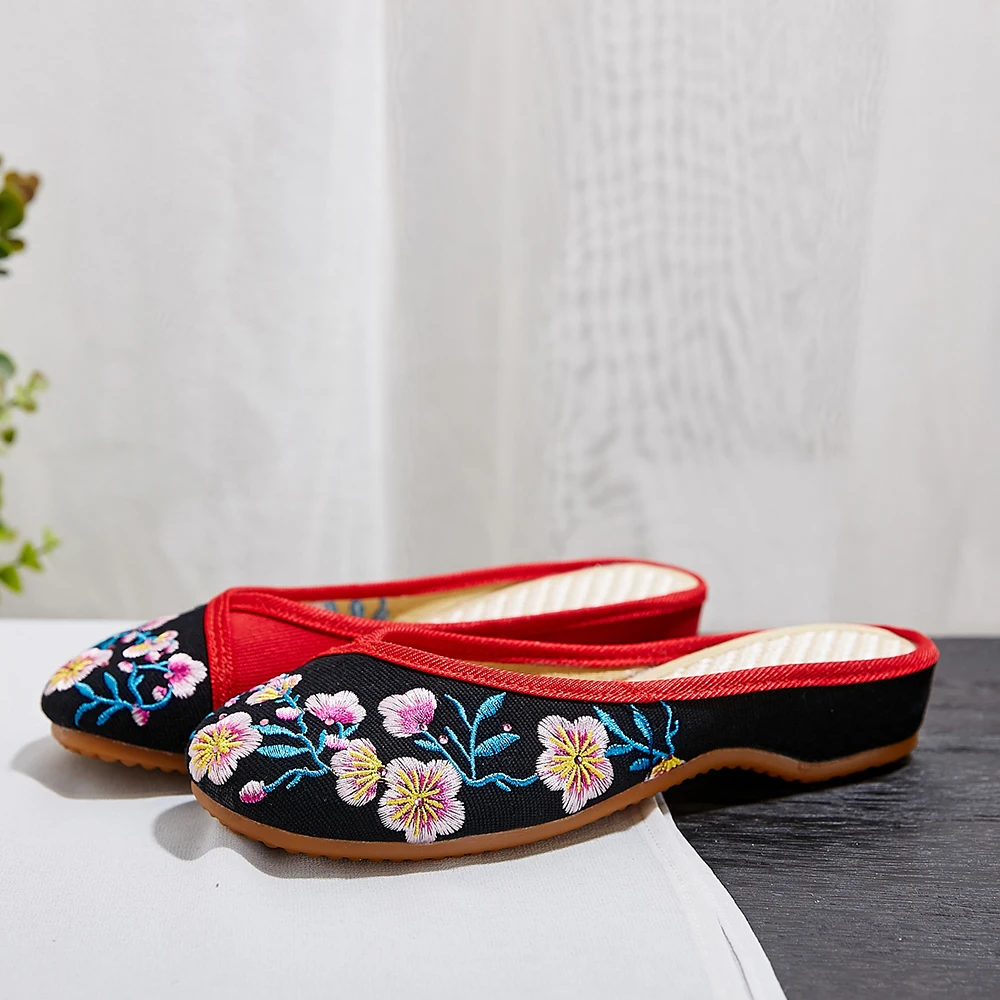 Veowalk винтажные крошечные бриллианты вышитая тапочка женские холщовые тапочки на