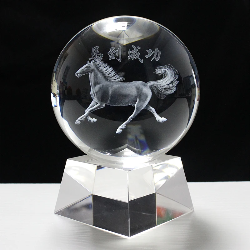 

Southeast Asia COOL Business gift Ornament HOME SHOP OFFICE FENG SHUI Talisman 3D Success Good luck HORSE Crystal ball statue