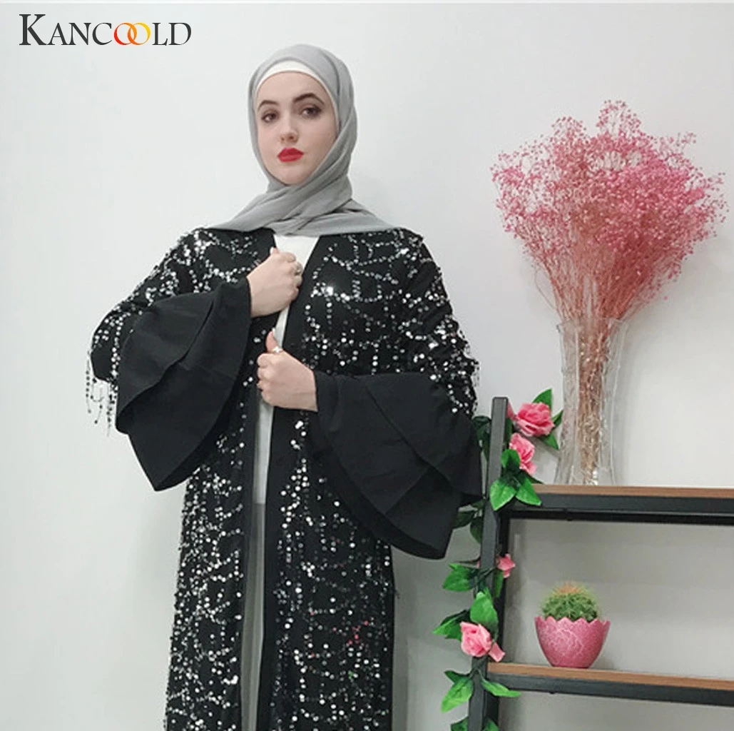 KANCOOLD мусульманский кардиган с пайетками на Ближнем Востоке модное платье