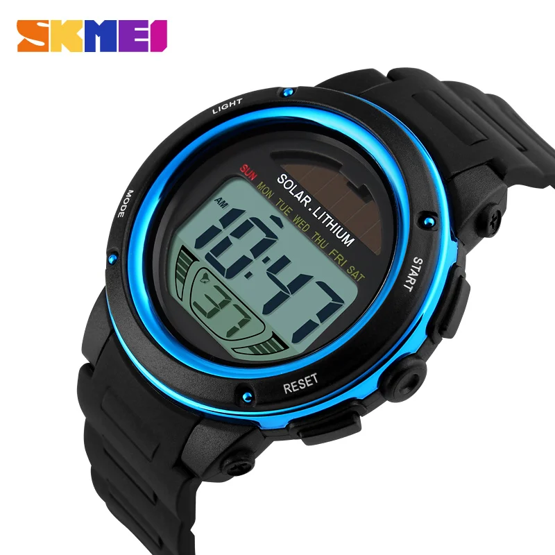 

SKMEI Outdoor Sport Watch Men Solar PU Strap Wristwatches Mens Chronograph Alarm 5Bar Waterproof Digital Watch reloj hombre 1096