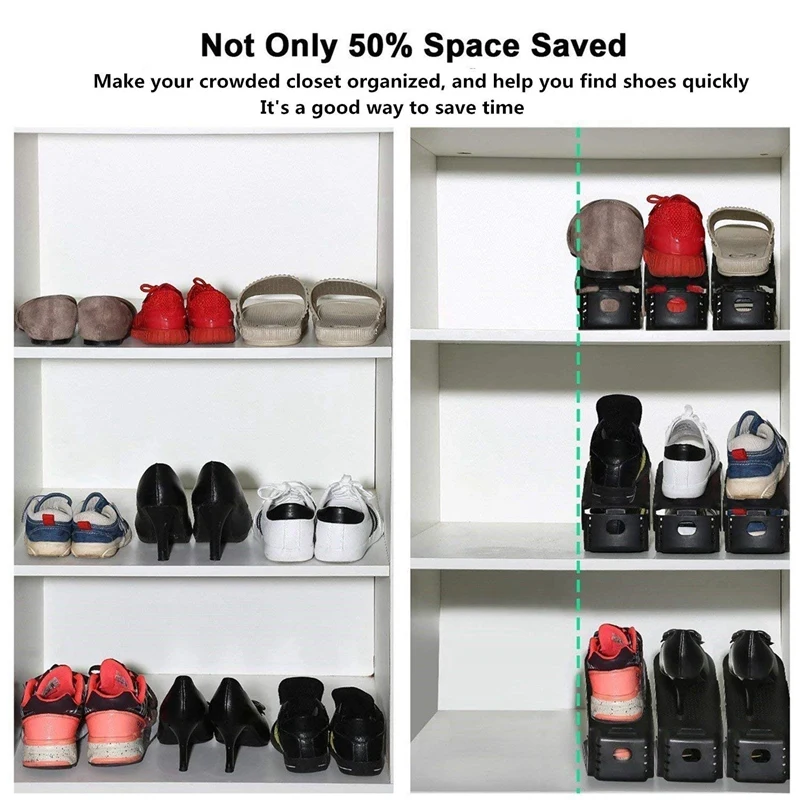 

Adjustable Shoe Organizer-Shoe Slot Space Saver Rack Holder (12 Pcs-Black)