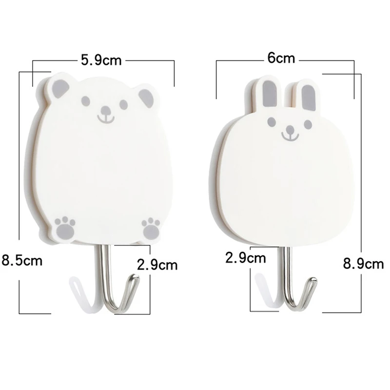 Lovely Bear Hook Key Wall Crochet Holder Removable Kitchen Hooks Home Decor key holder wall can Washed hook 2pcs | Дом и сад