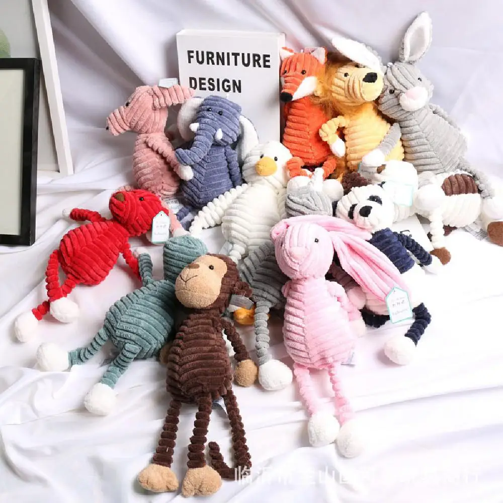 Полосатая бархатная кукла серии животных в лесу слоны львы лисы свинки утки