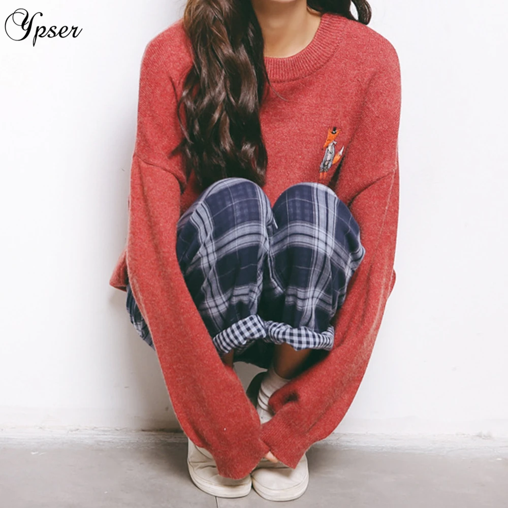Ypser 2018 теплый пуловер с рисунком лисы свитер однотонный вязаный джемпер Свитера