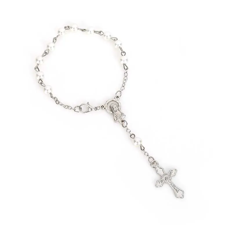 60 pieces / religious gifts pink pearl rosary sacrament bracelet baby child souvenir ten years mini | Украшения и аксессуары