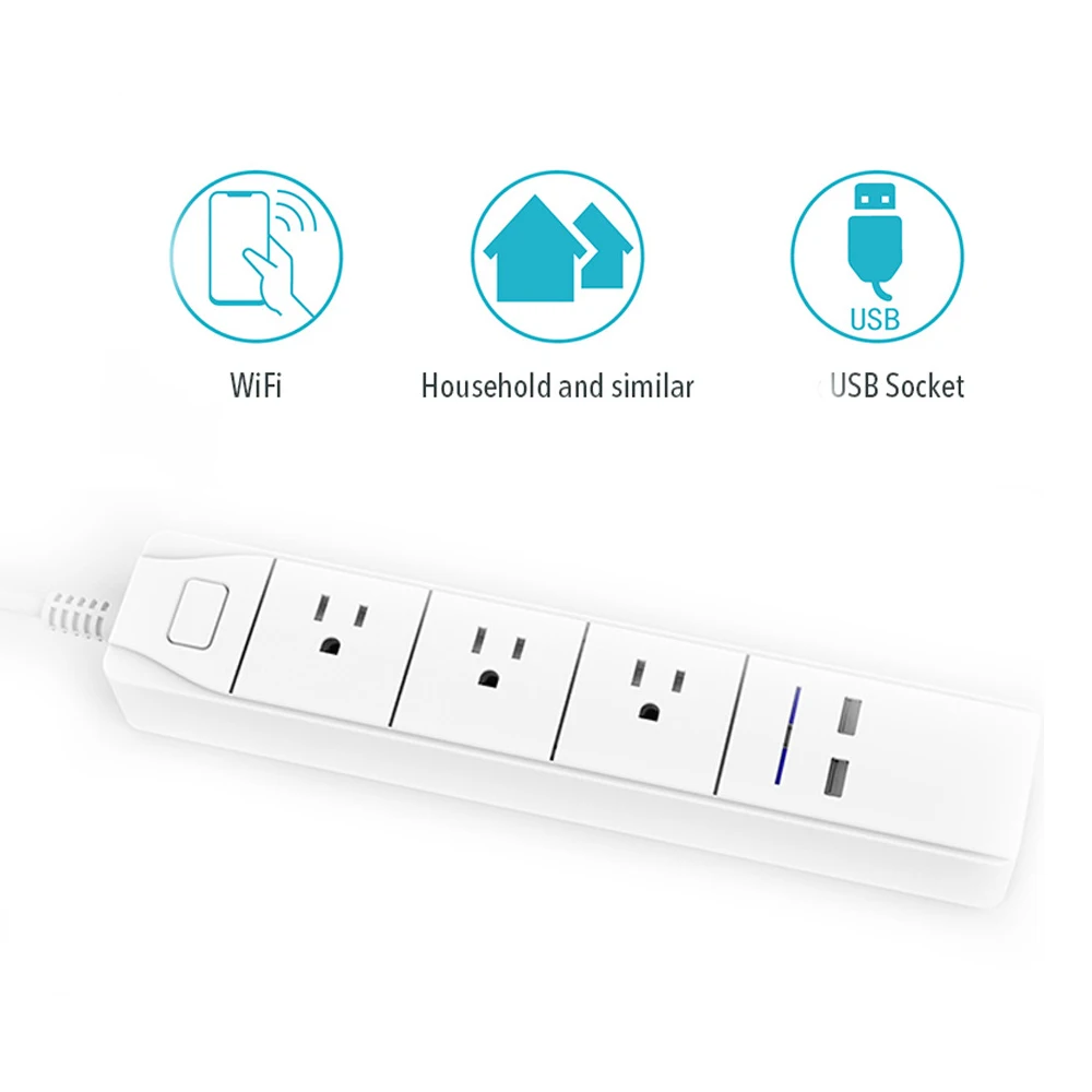 Умный Wifi сетевой фильтр 2 usb порта 3 по отдельности розетка совместима с Alexa Google Home/Assistant