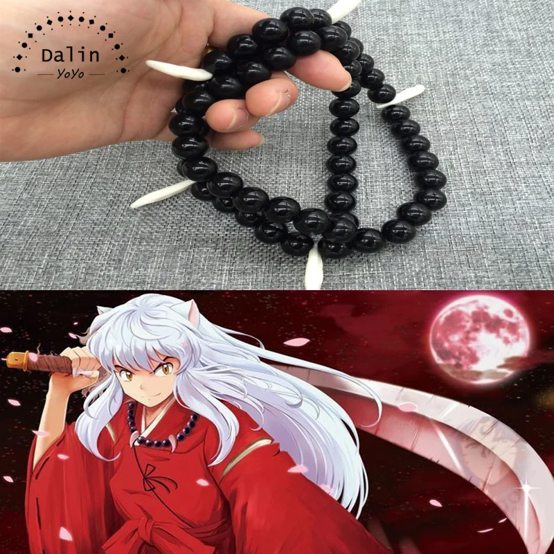 Классическое аниме ожерелье Инуяша слово дух четки черное из бисера браслет