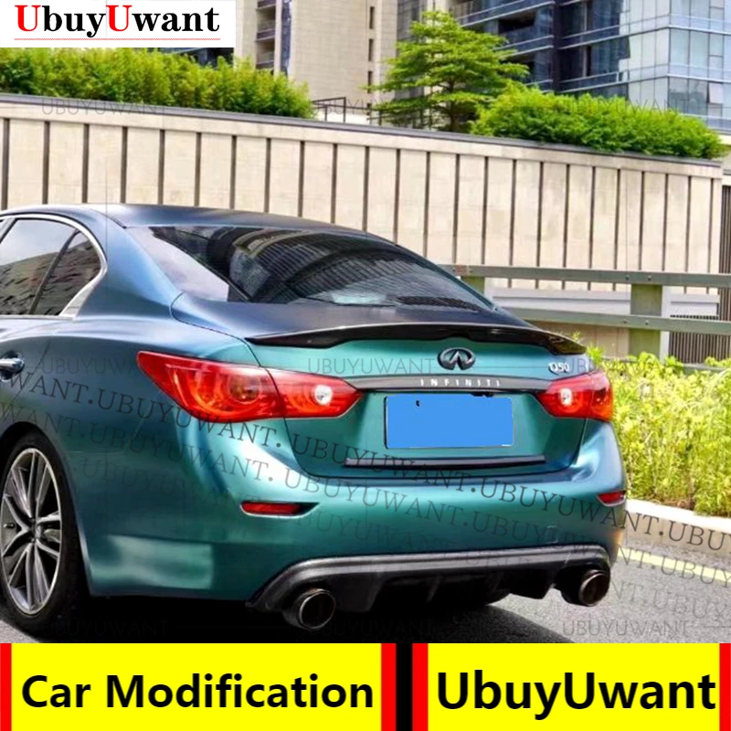 

Real Carbon Fiber Car Trunk Spoiler Wing Lid For Infiniti Q50 2014-2021 Highkick Rear Wing Spoiler Rear Trunk
