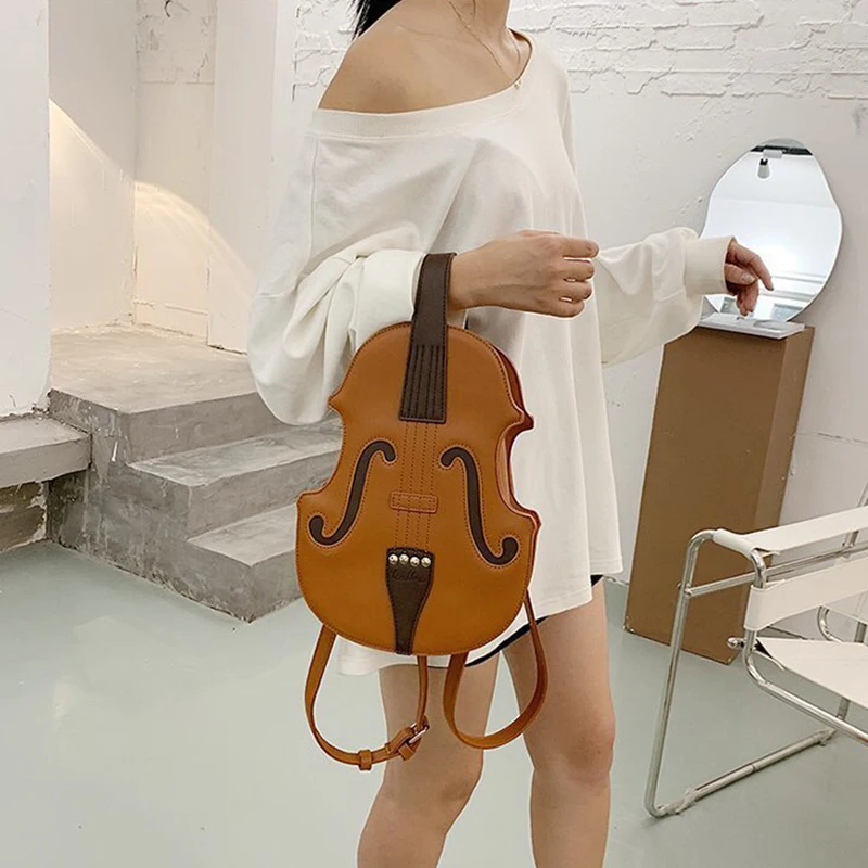 Preço Simulação Violino órgão Guitarra Pu Bolsa Mensageiro De Ombro Europeu E Americano Moda Criativa Viagem Compras Mochila