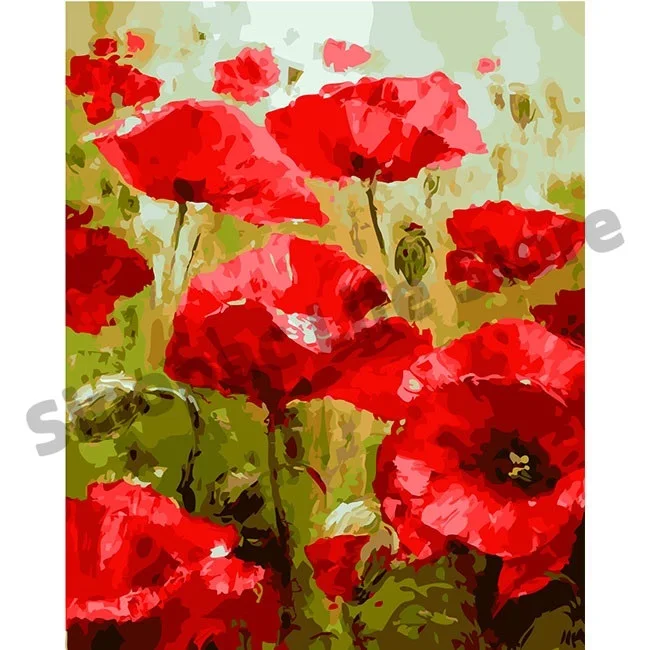 

Sinopac картина по номерам с принтом макового цветка