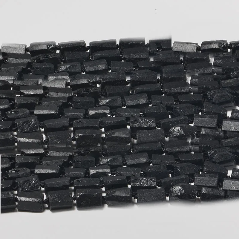 

Genuine Raw Mineral Black Tourmaline Hand Cut Nugget Free Form Loose Rough Matte Faceted Beads 8-108mm 15"