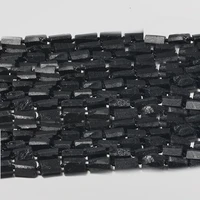 genuine raw mineral black tourmaline hand cut nugget free form loose rough matte faceted beads 8 108mm 15