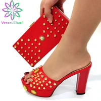 slippers autumen new arrivals nigerian ladies shoes and bag set with wedding dress high quality shoes match evening bag