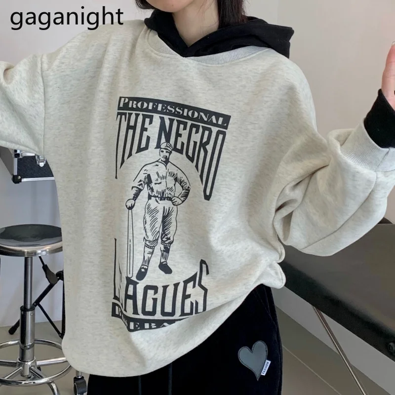 Gaganight женские толстовки 2021 осень зима корейский Шикарный ретро повседневный