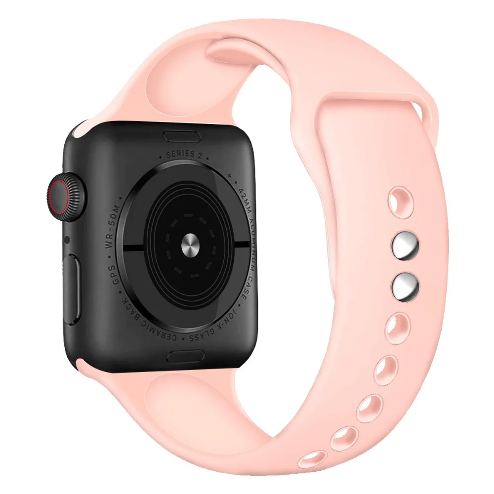 Pink Sand Силиконовый ремешок для Apple watch band 5, 4, 44 мм, 40 мм, рождественский подарок, мягкий наручный ремень с цветочным принтом, ремешок для часов iWatch 3, 2, 38 мм, 42 мм - Цвет ремешка: Pink Sand