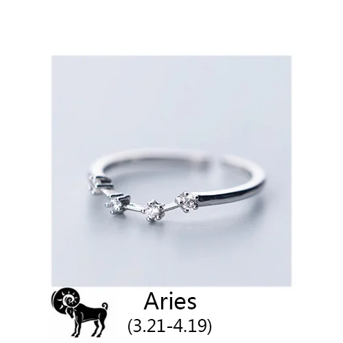 Aries Trustdavis женские 12 Созвездие CZ модные ювелирные изделия из чистого серебра 925 пробы кольца на палец Лучший подарок DA348 - Цвет основного камня: Aries