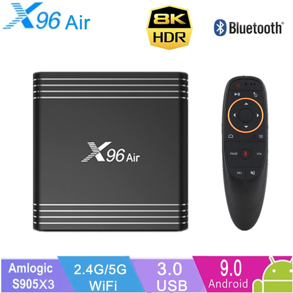 

X96 AIR Intellectual Television Android 9.0 3D 8K 1080P HDR flow Media Player 2.4G 5G двойной Wifi S905X3 верхняя коробка