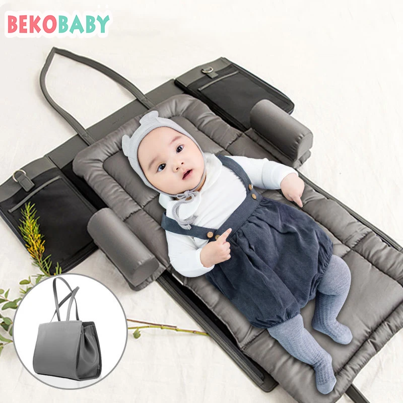 

BEKOBABY Fashion Large Capacity Mummy Bag Waterproof Baby Diaper Bag Portable Folding Bed Multi-function Mother and Baby Bag