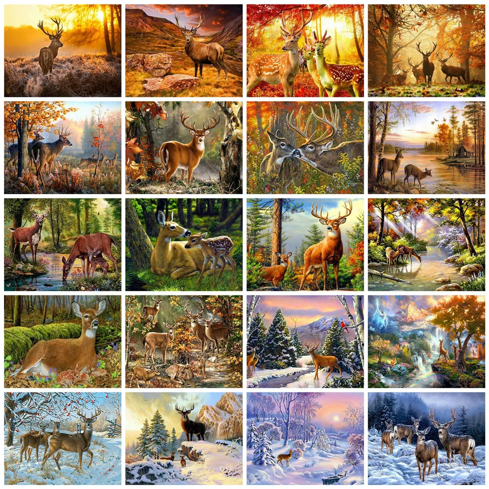 

Huacan 5D Diamond Rhinestones Paintings Deer Full Drill Diamond Mosaic Embroidery Animals Hobby And Needlework Home Decor
