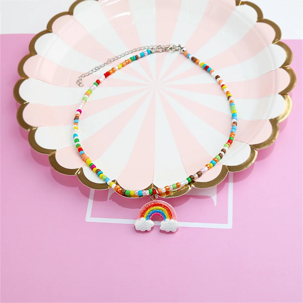 Best Friend Necklace Women's For Girl Rainbow Charm Fashion Lady Cloud Luck Jewelry Long Pendant | Украшения и аксессуары