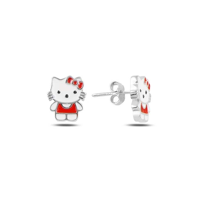

Silverlina Silver Kitty Cabochons Earrings