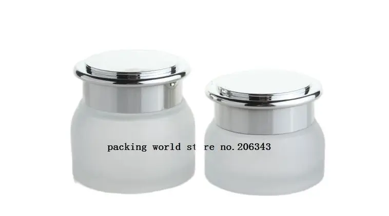 50 г матовая стеклянная банка с серебряной крышкой для ночного дневного