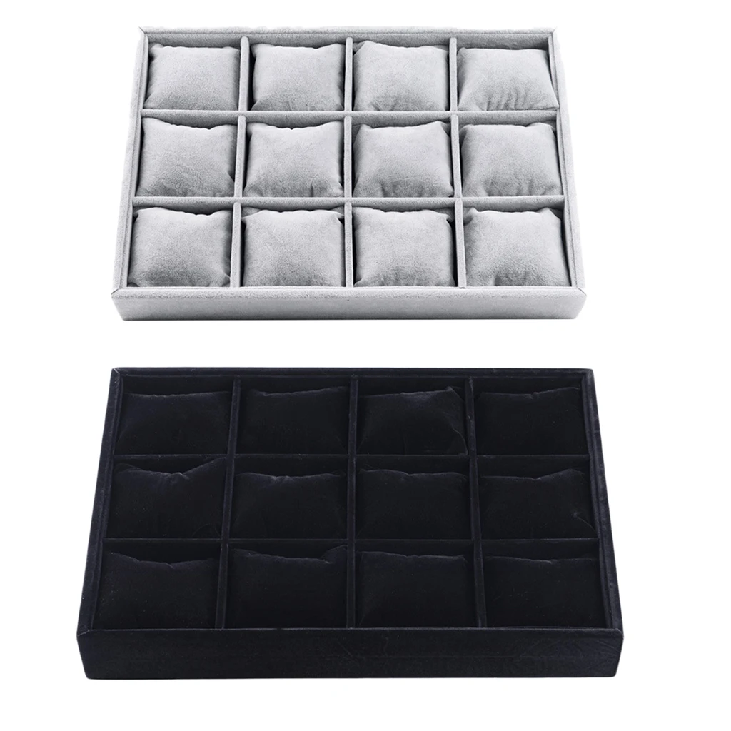 

Элегантный браслет дисплей лоток для часов витрина 12 слотов Подушка Подставка для украшений