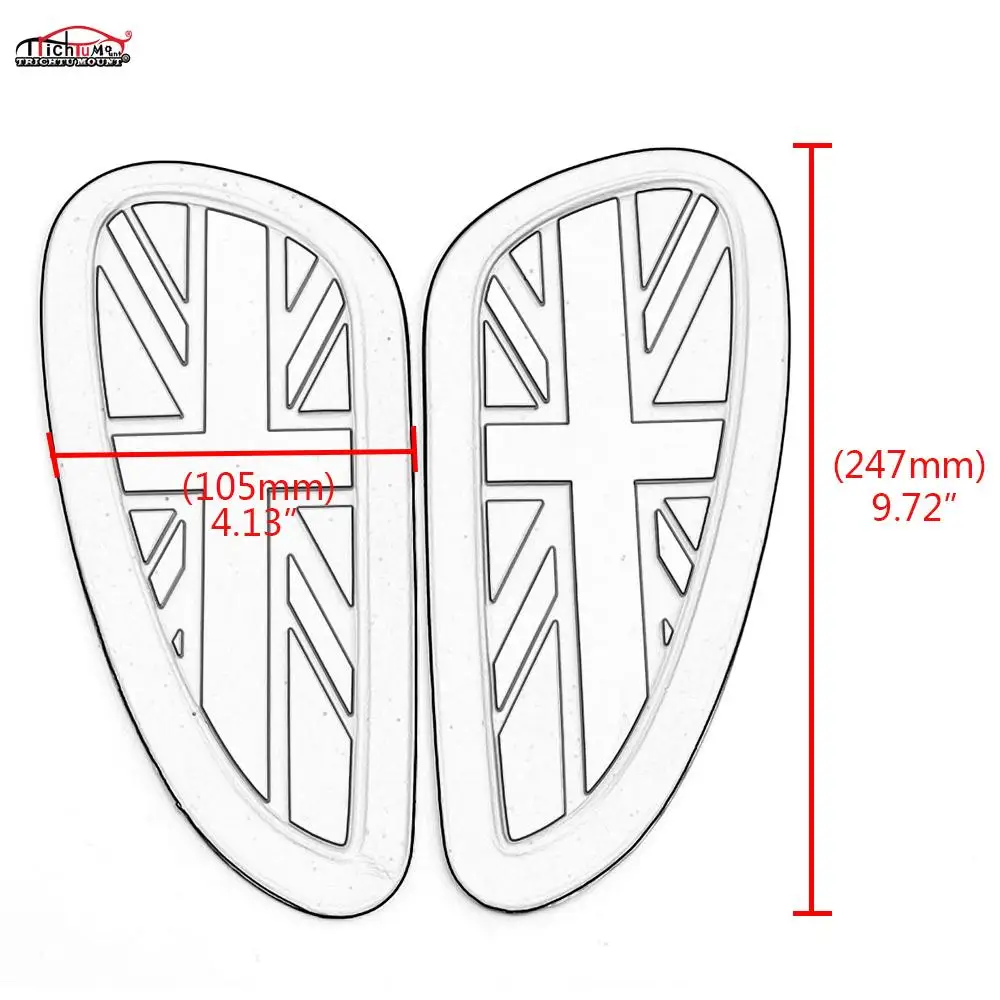 

Motorcycle Retro Black Rubber Gas Oil Tank Knee Pads Universal Fuel Tanks Traction Decals Stickers Side Panels British flag Logo
