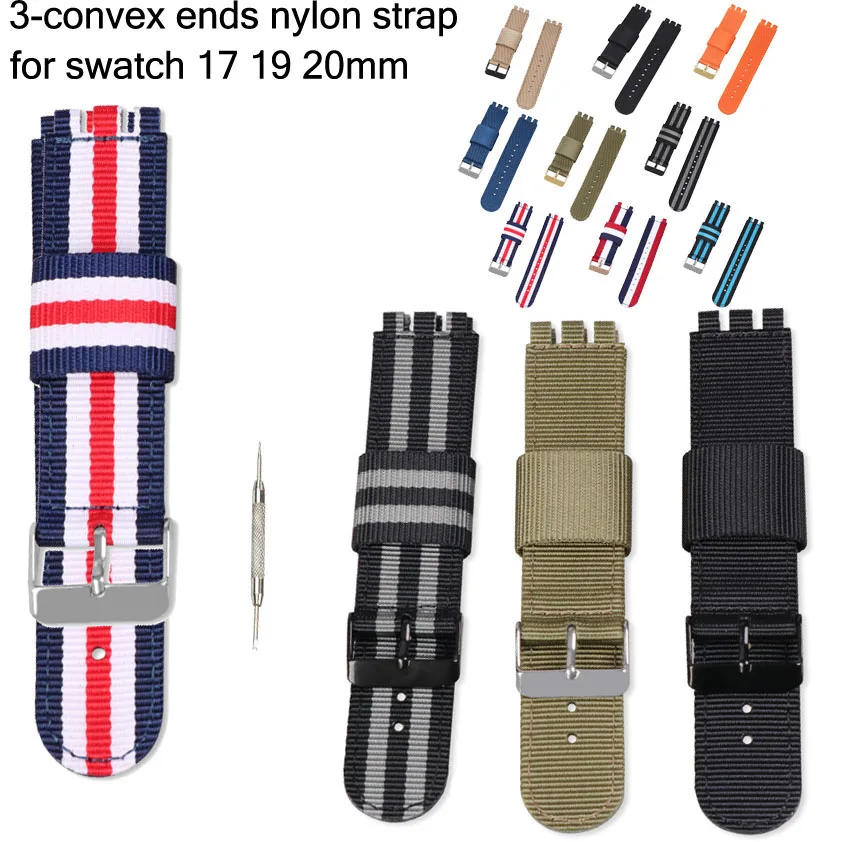 

17mm 19mm 20mm Men Women Canvas Nylon Watchband For SWATCH Watch Belt Strap Watch Band Accessories Bracelet Wristband