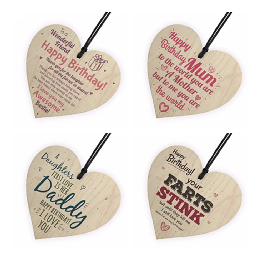 Деревянные открытки на день рождения с сердечком формируют вашу любовь к ней он