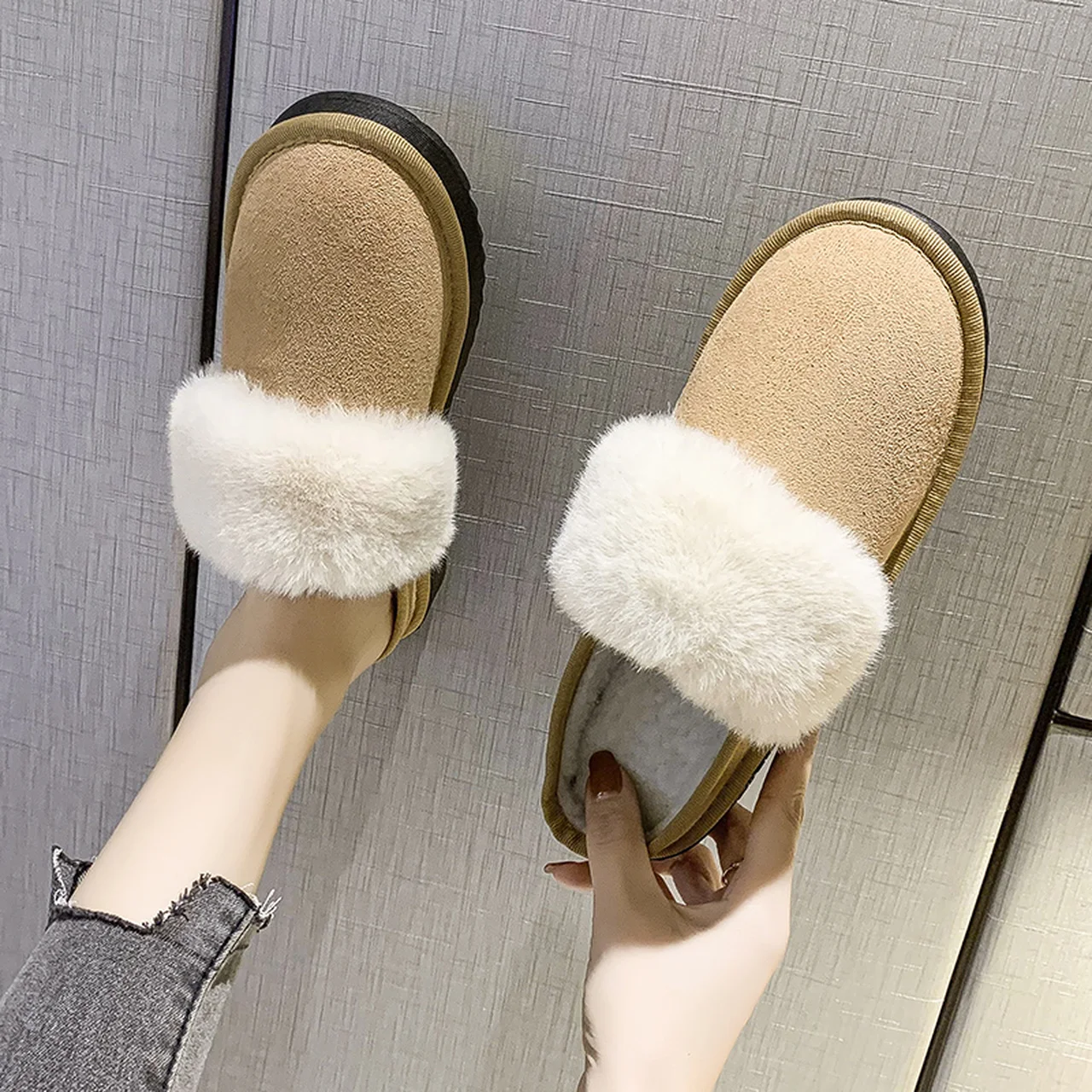 Women's slippers casual shoes autumn and winter thick-soled flat non-slip warm Baotou | Обувь