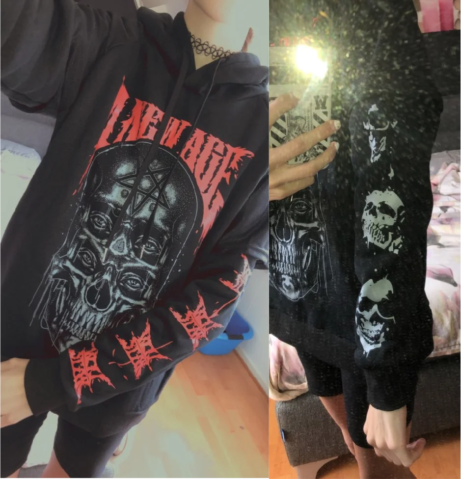 Женская толстовка с капюшоном Rosetic Gothic черная Повседневная Уличная Толстовка
